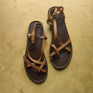Universal Thread Brown and Tan Cross-Strap Flat Sandals